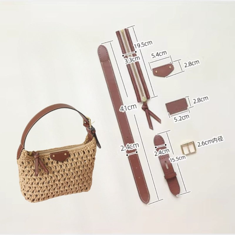 Full Set Crochet Dumpling Bag Handle & Accessories | Genuine Leather Handles & Bag Accessories | 饺子包 配件 包包提手 手提