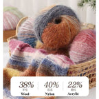 100g- Variegated Long Pile Wool Blend Yarn| Crochet & Knitting Yarn for Hat Shawl Scarf | Benang Kait | 十刻 雪宝同款 平替 羊毛混纺线