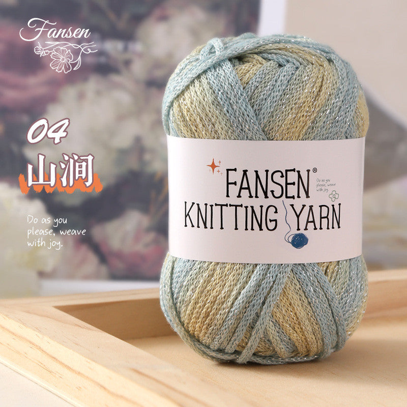 2.5mm Glitter Gradient Yarn | Graffiti Style Hollow Cotton Crochet Yarn | Benang Kait | Bag Crochet Yarn