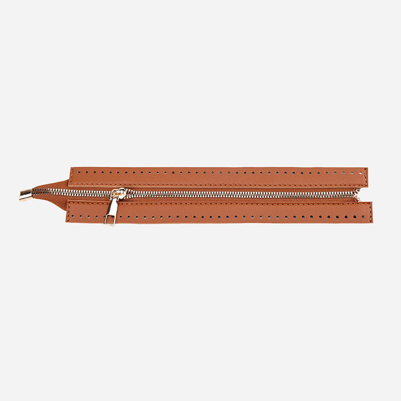 28cm PU Leather Zipper for crochet Bag- Woven Bag Hardware Sewing PU Leather Zipper