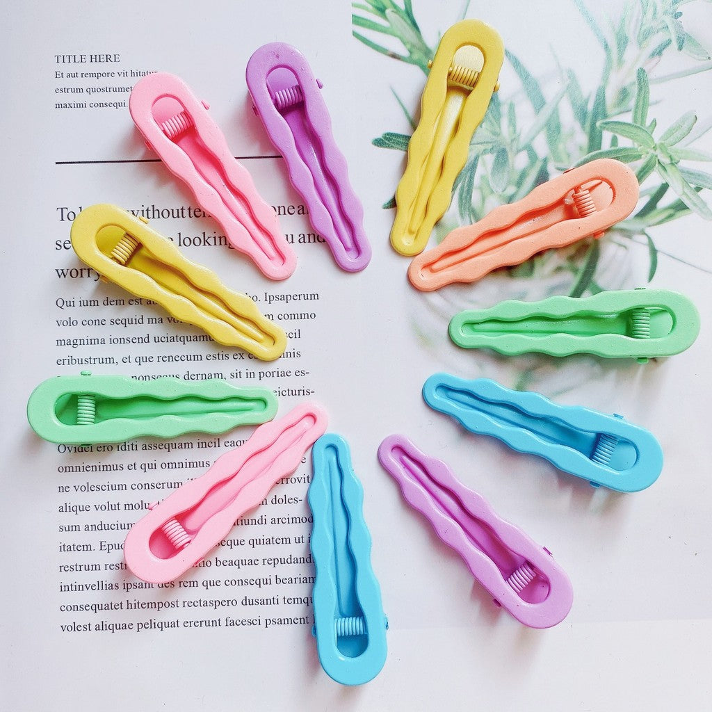 10pcs Wavy Hair Clip | Candy Color Metal Snap Clip | Bangs & Side Hair Clip | DIY Hair Accessories Supplies