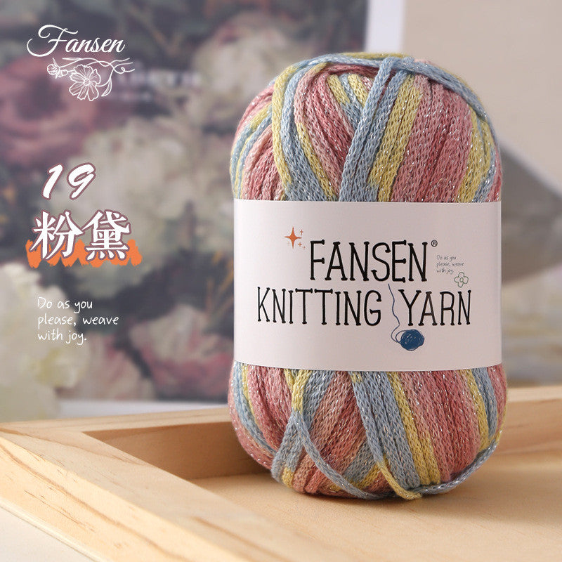 2.5mm Glitter Gradient Yarn | Graffiti Style Hollow Cotton Crochet Yarn | Benang Kait | Bag Crochet Yarn