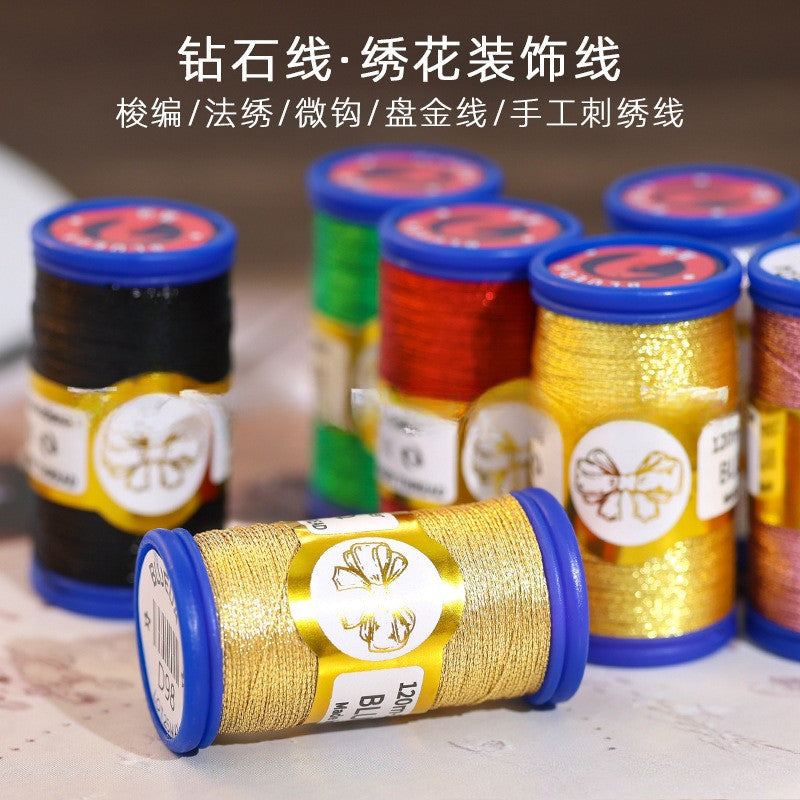 Metallic Gold Silver Thread for DIY Craft | Embroidery Cross Stitch Jewelry Making Thread Floss| Benang Sulam Emasculate