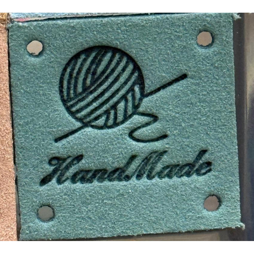5pcs Handmade Microfiber Label Tag Color Tag Square Size Tag 彩色标签handmade毛线球四孔麂皮绒超纤皮标