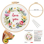DIY Embroidery Kit Flower Bouquet Pattern | Sunflower Vase Hand Embroidery Starter Kit | Needlework  Set Sulaman Tangan