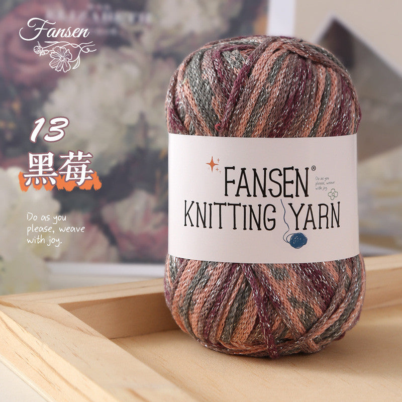 2.5mm Glitter Gradient Yarn | Graffiti Style Hollow Cotton Crochet Yarn | Benang Kait | Bag Crochet Yarn