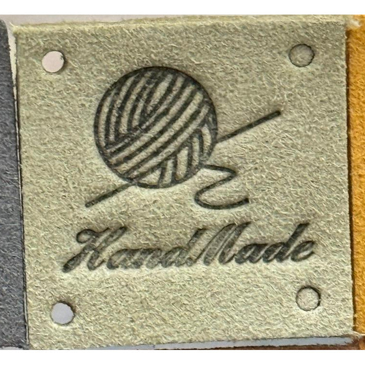 5pcs Handmade Microfiber Label Tag Color Tag Square Size Tag 彩色标签handmade毛线球四孔麂皮绒超纤皮标